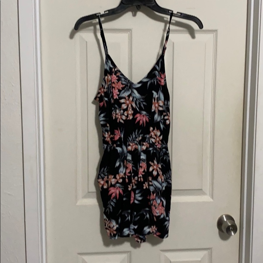 Black floral romper size 2